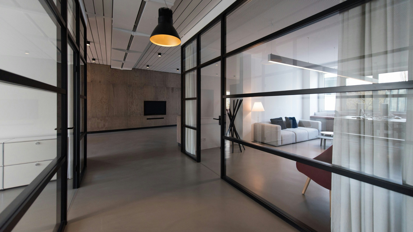 Office environment with maintained floors and furniture