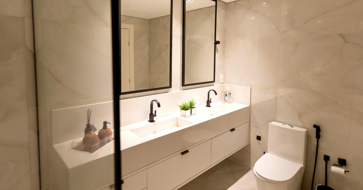 Bathroom cleaned after a remodeling project
