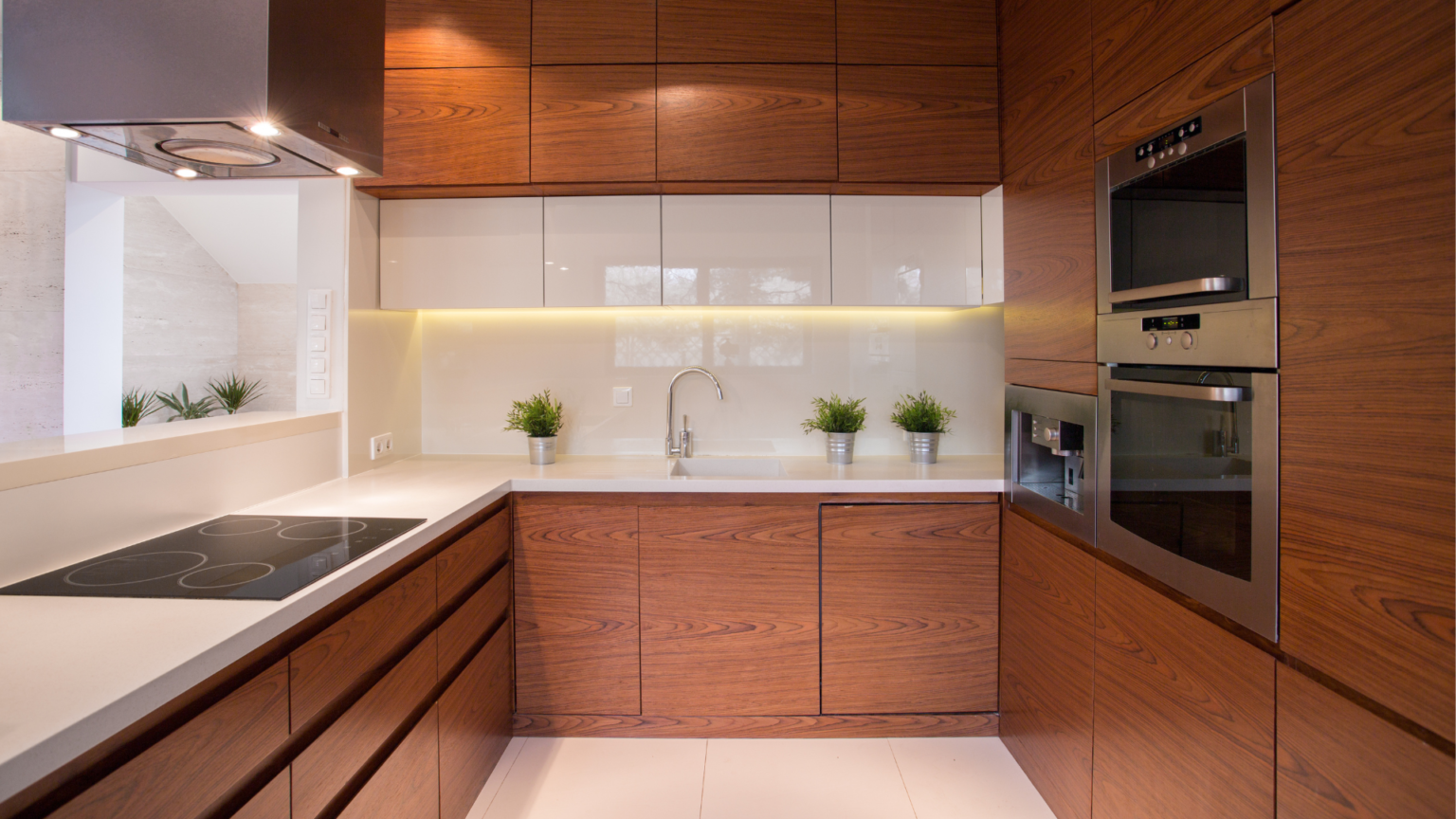 Apartment kitchen cleaned and sanitized after a professional cleaning