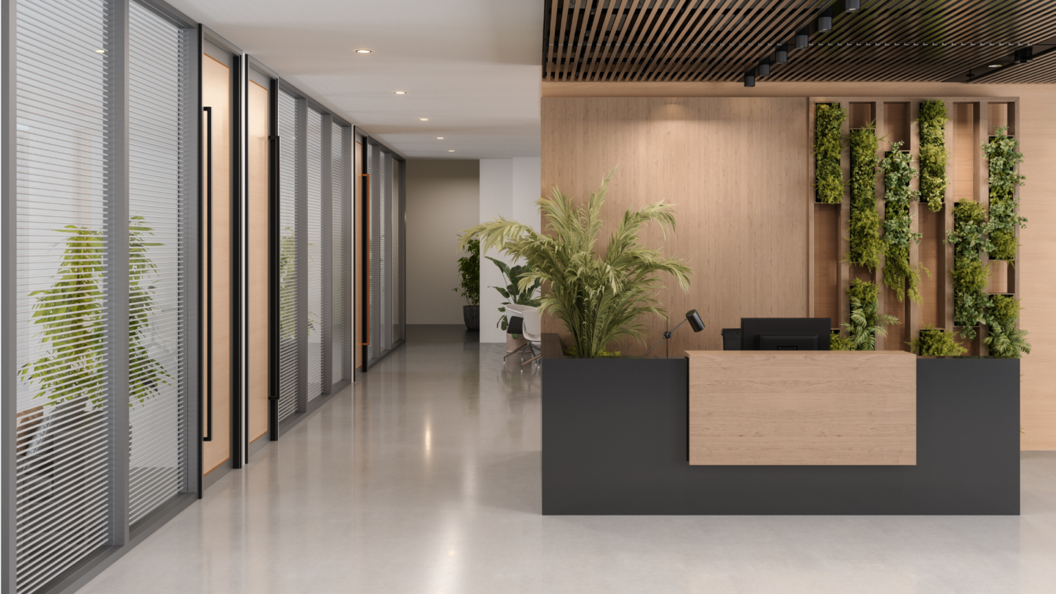 Office reception, clean and sanitized